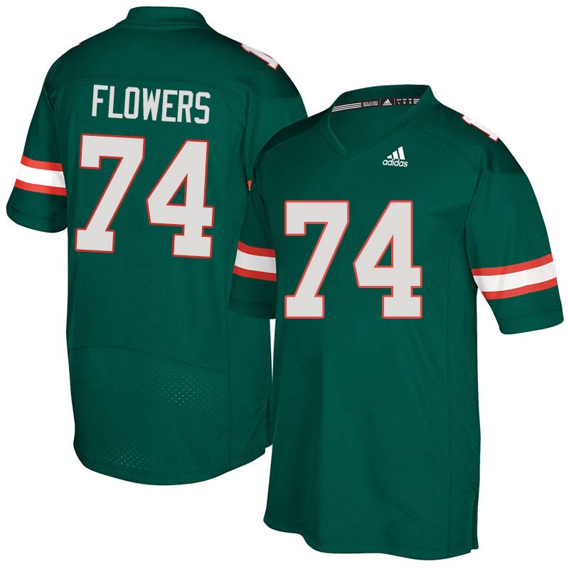 Adidas Miami Hurricanes #74 Ereck Flowers College Football Jerseys Sale-Green